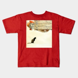 Christmas Nisse and Cat - John Bauer Kids T-Shirt